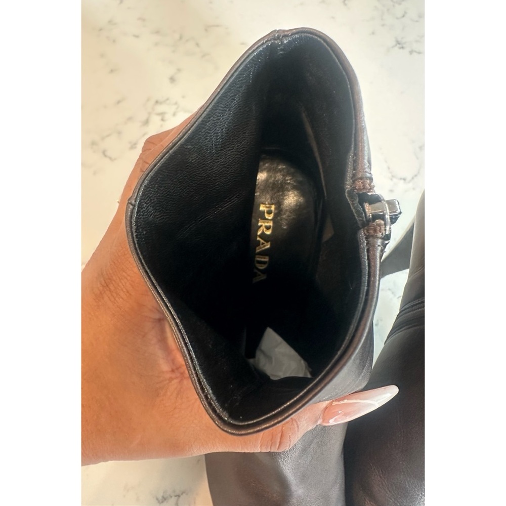 Prada Leather Ankle Boots in Metallic Brown - Size 41 1/2 - Picture 7 of 14